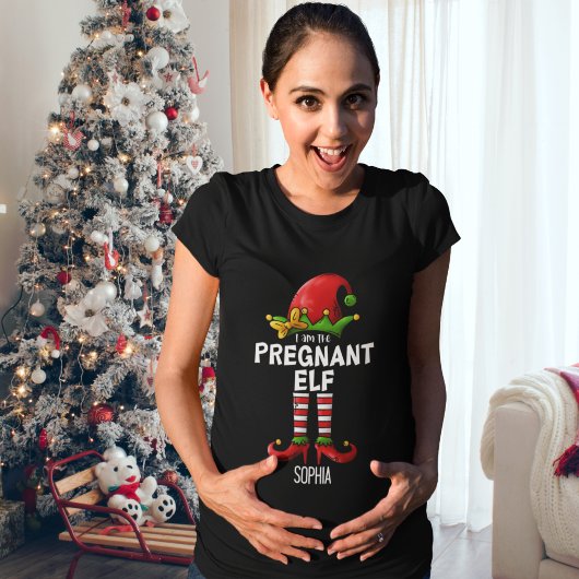 T-shirt I am The Pregnant Elf Funny Christmas 