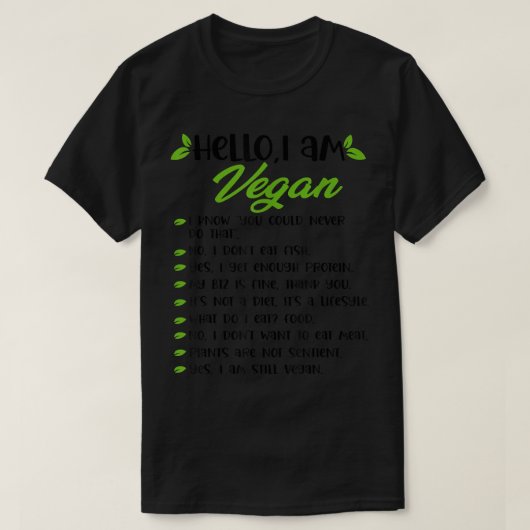 T-shirt I Am Vegan a Sarcastic Veganism or Vegetarian Hell (Design devant)