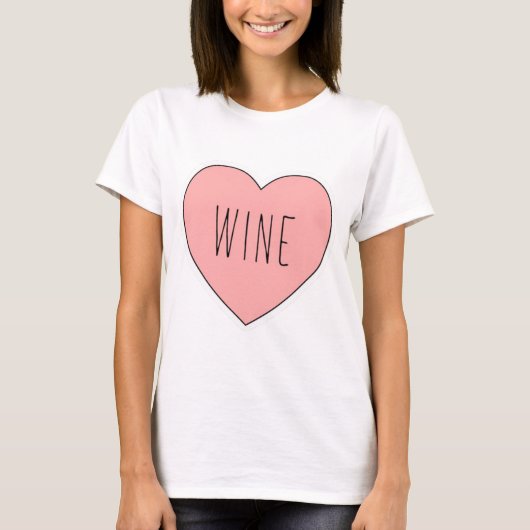 T-shirt I amusement de rose de vin de coeur mignon (Devant)
