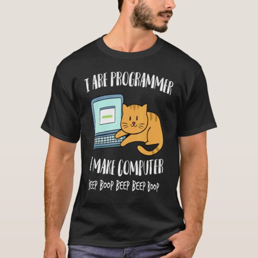 T-shirt I Are Programmer I Make Computer Beep Cute Cat Kit (Devant)