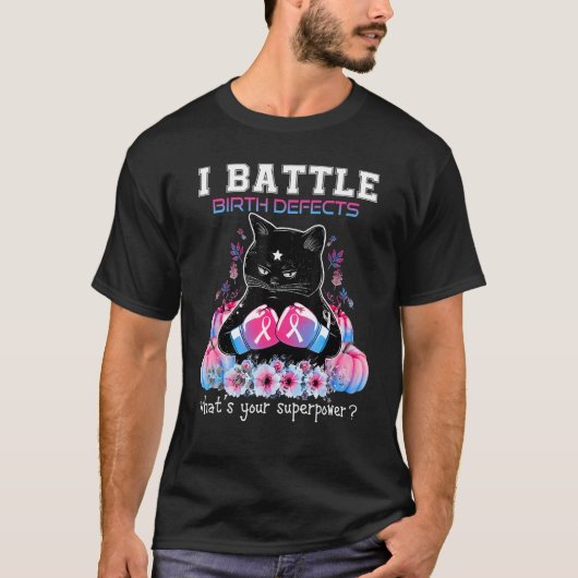 T-shirt I Battle Birth Defects Awareness Cat (Devant)