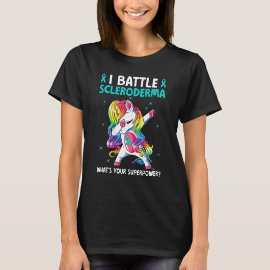T-shirt I Battle Scleroderma What's Your Superpower Turquo (Devant)