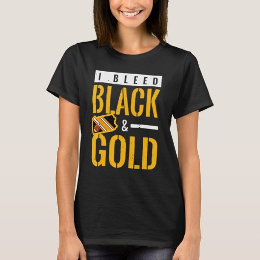 T-shirt I Bleed Black and Gold Game Day Group School Footb (Devant)