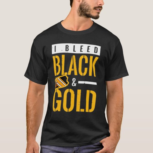 T-shirt I Bleed Black and Gold Game Day Group School Footb (Devant)