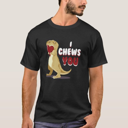 T-shirt I Chews You Cupid Rex Dinosaur Dino Heart Valentin (Devant)