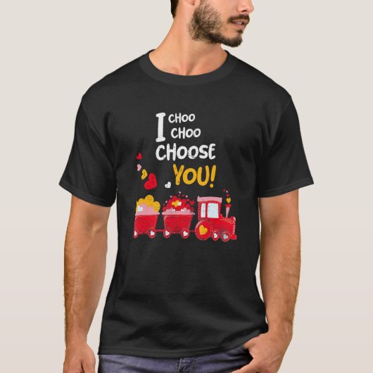 T-shirt I Choo Choo Choose You Valentines Day Train Hearts (Devant)
