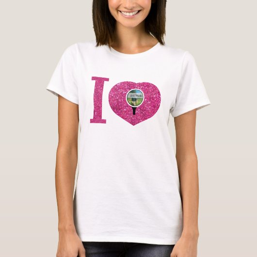 T-shirt I coeur golf rose parties scintillant photo cadre  (Devant)