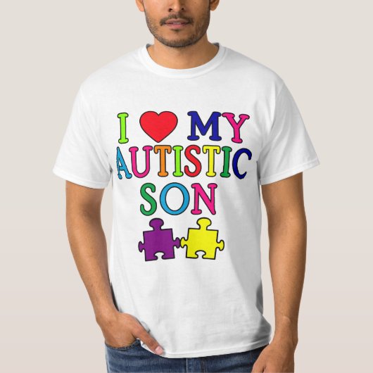 T-shirt I coeur mon fils autiste (Devant)