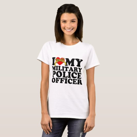 T-shirt I "coeur" mon policier militaire (Devant entier)