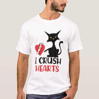 T-shirt I Crush Hearts Funny Black Cats Valentine Cat Crus