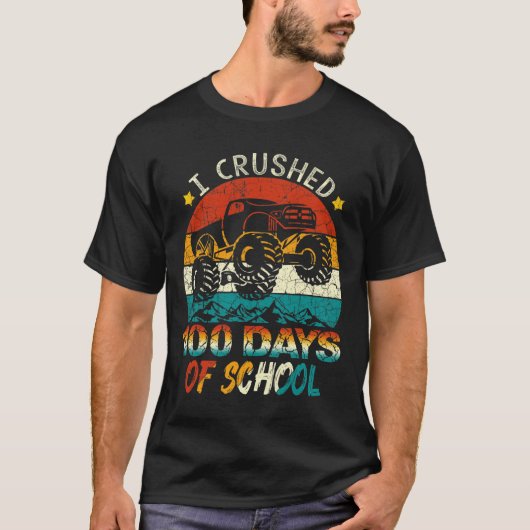 T-shirt I Crushed 100 Days Of School Monster Truck Kids Bo (Devant)