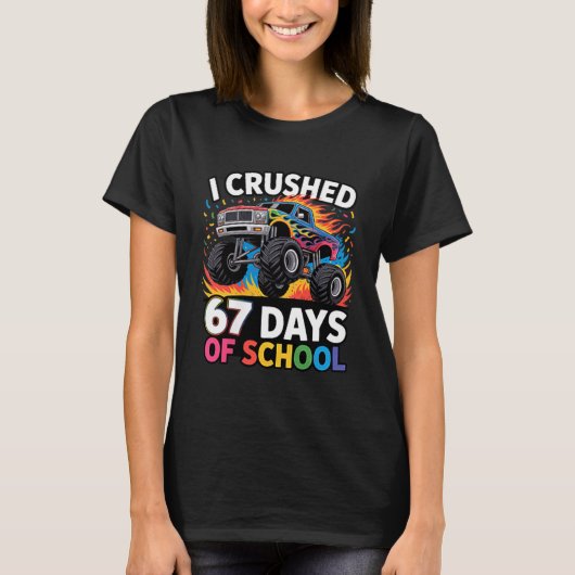 T-shirt I Crushed 67 Days Of School Kids Back To School Fu (Devant)