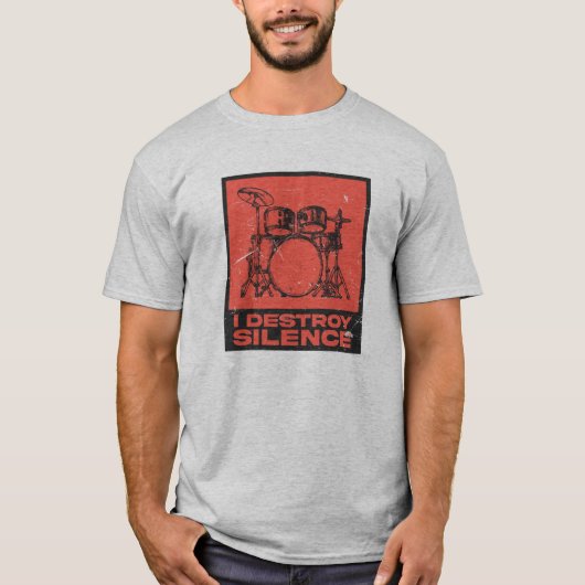 T-shirt I Destroy Silence - Retro Drummer (Devant)