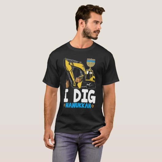 T-shirt I Dig Hanukkah Excavator Construction Kids Boys Ch (Devant entier)