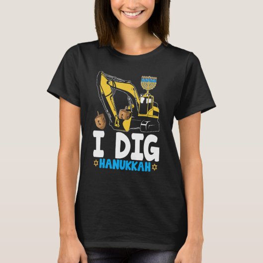 T-shirt I Dig Hanukkah Excavator Construction Kids Boys Ch (Devant)