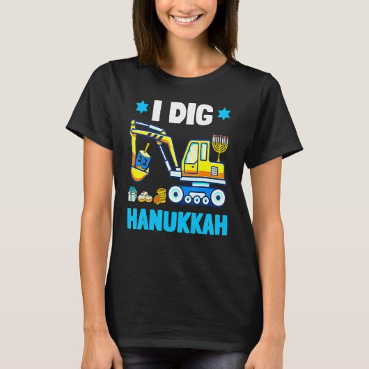 T-shirt I Dig Hanukkah Excavator Construction Toddler Hanu (Devant)