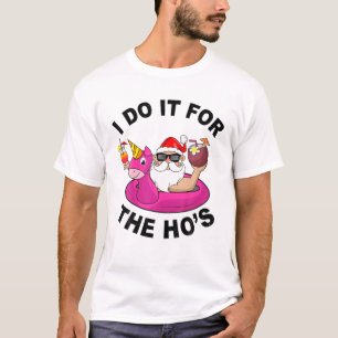 T-shirt I Do It For The Hos Funny Summer Santa Christmas I