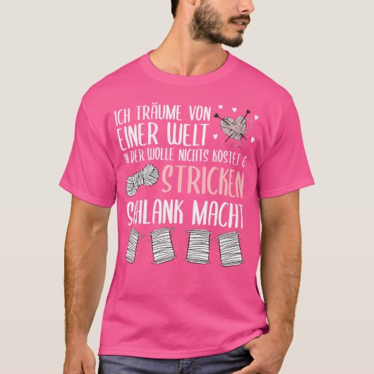 T-shirt I Dream Of A World In Knitting Slim (Devant)