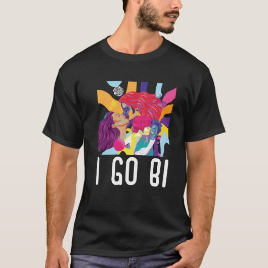T-shirt I Go Bi Bisexual Rainbow Pride Mars Bisexualité L (Devant)