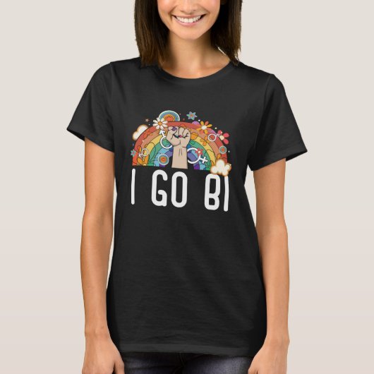 T-shirt I Go Bi Bisexual Rainbow Pride Mars Bisexualité L (Devant)