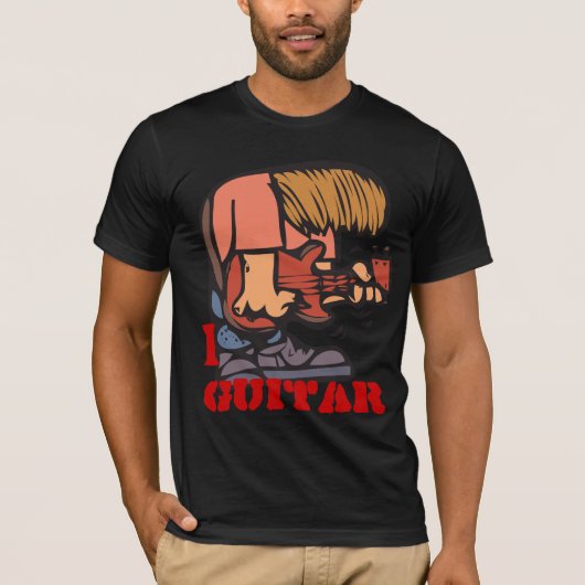 T-shirt I Guitare - Fun Guitariste devenu fou (Devant)