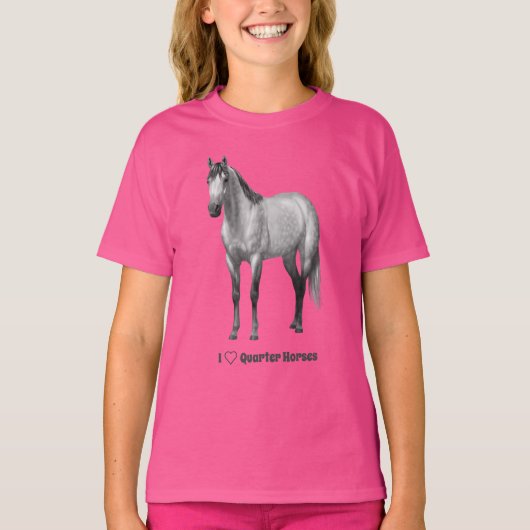 T-shirt I Heart (Amour) Quarter Chevaux Dapper Grey (Devant)