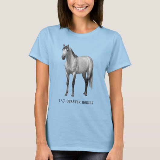 T-shirt I Heart (Amour) Quarter Chevaux Dapper Grey (Devant)