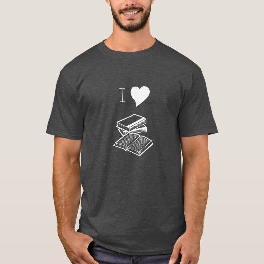 T-shirt I Heart Books Lecteur Écrivain Bibliothécaire Cade (Devant)