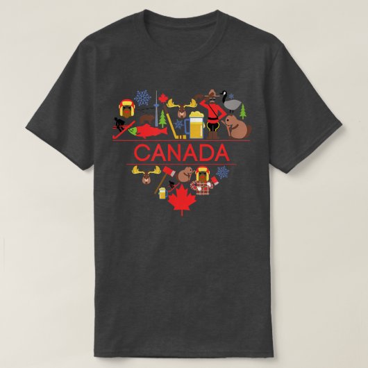 T-shirt I Heart CanadaCanadian LoveCute Canada (Design devant)
