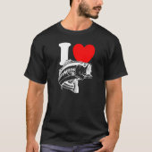 T-shirt I Heart Fish Cute I Love Fishing Bass Fishing (Devant)