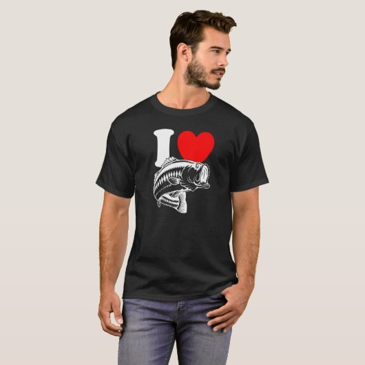 T-shirt I Heart Fish Cute I Love Fishing Bass Fishing (Devant entier)