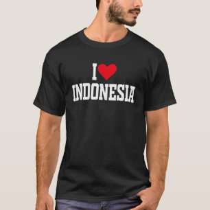 T-shirt I Heart Indonesia with Red heart I love Indonesia
