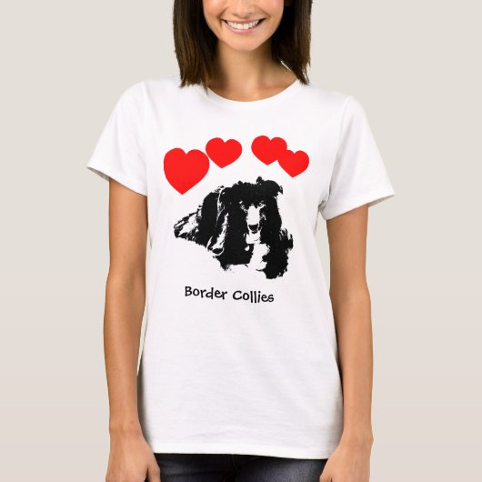 T-shirt I Heart (Love) Border Collies Dog  (Devant)