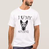 T-shirt I Heart My Sphynx, Cat and Pawprints Black (Devant)