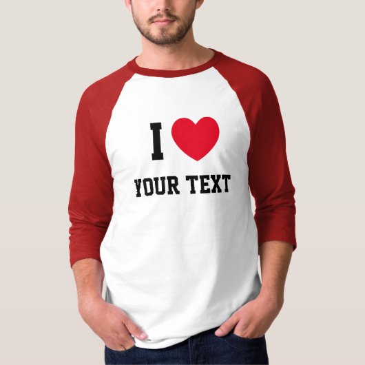 T-shirt I Heart Red Love Custom Text (Devant)