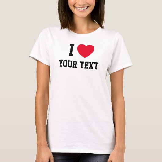 T-shirt I Heart Red Love Custom Text (Devant)