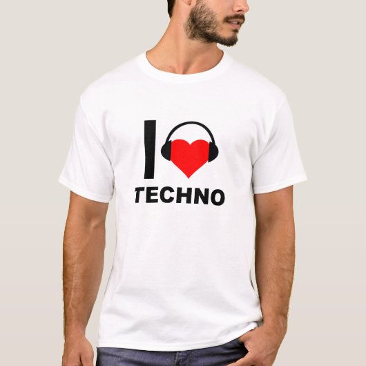 T-shirt I Heart Techno Funny (Devant)