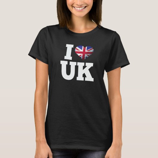 T-SHIRT I HEART UK WITH UNION JACK FLAG BRITISH UK UNITED (Devant)