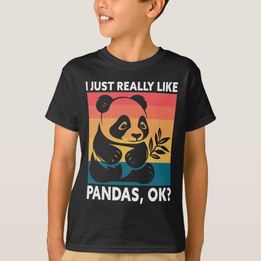 T-shirt I Just Really Like Pandas OK – Cute Retro Panda (Devant)