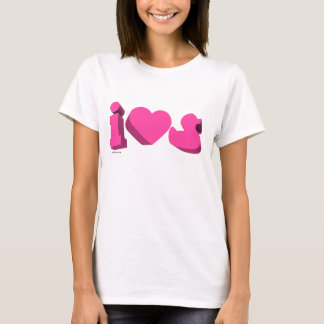 T-shirt I le caoutchouc de coeur penche 3D (Girlie)
