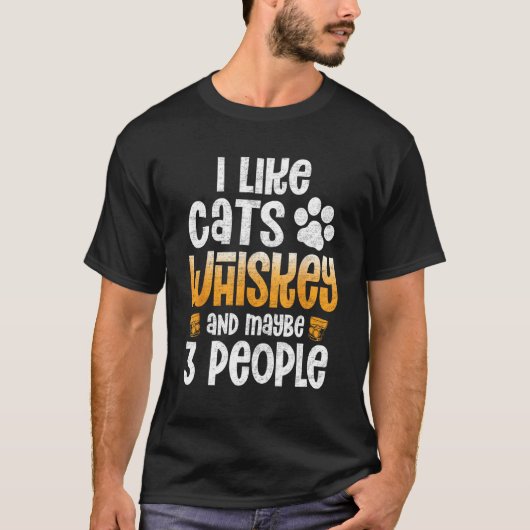 T-shirt I Like Cats Coffee Maybe 3 People Funny Joke Kitte (Devant)