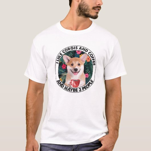 T-shirt I Like Corgi Coffee (Devant)