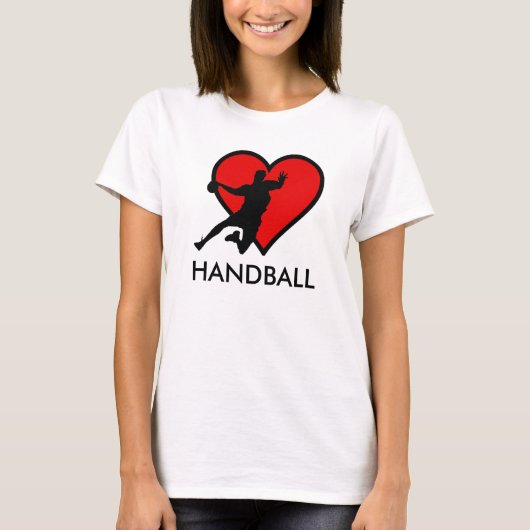 T-shirt I like Handball with red heart modern design (Devant)