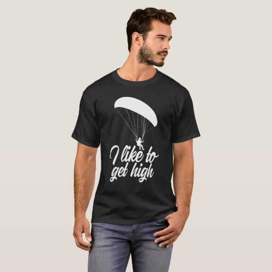 T-shirt I Like To Get High Retro Men Paraglider Adventure (Devant entier)
