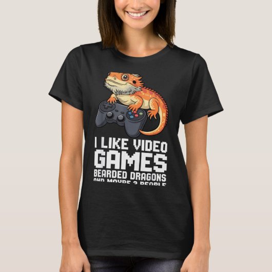 T-shirt I Like Video Games Bearded Dragon Gamer Introvert  (Devant)
