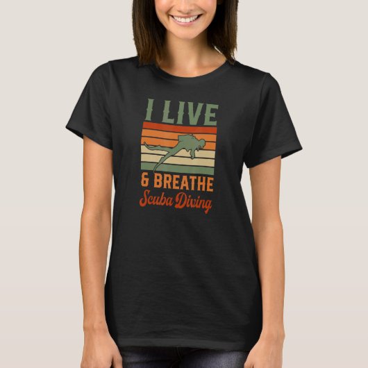 T-shirt I Live and breathe Scuba Diving Instructctor Divem (Devant)