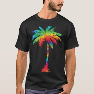 T-shirt I Live Life Palm Tree Silhouette Tropical Arc-en-c