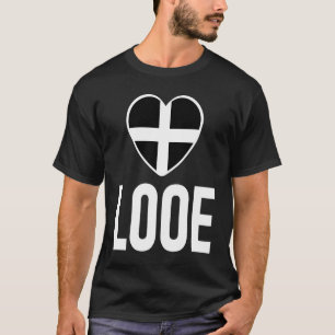 T-shirt I Looe Cornwall Drapeau Coeur Saint Piran Cornis