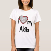 I Lote My Akita Cute Fun Red Heart Photo Frame