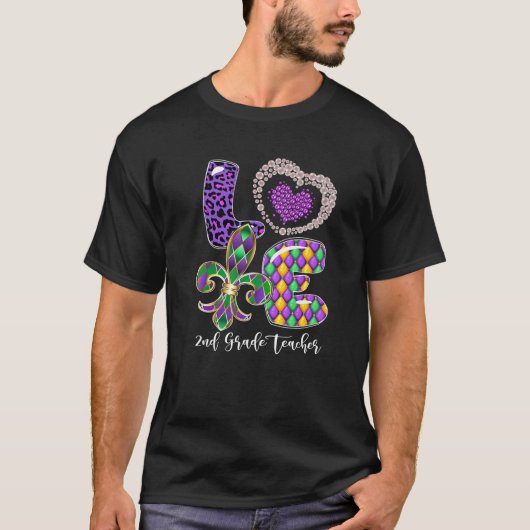 T-shirt I Love 2E Classe Maître Cute Leopard Mardi Gras (Devant)